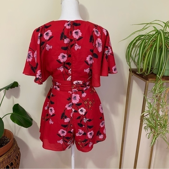 Keepsake The Label Floral Darkness Romper in Red sz 4 - Picture 5 of 5